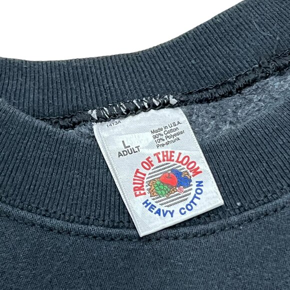 Men’s Vintage Fruit of the Loom sweatshirt BullDog Print black cotton 1990s - Picture 2 of 4